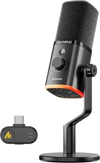 Maono PD100W bezdrôtový a USB dynamický mikrofón čierny
