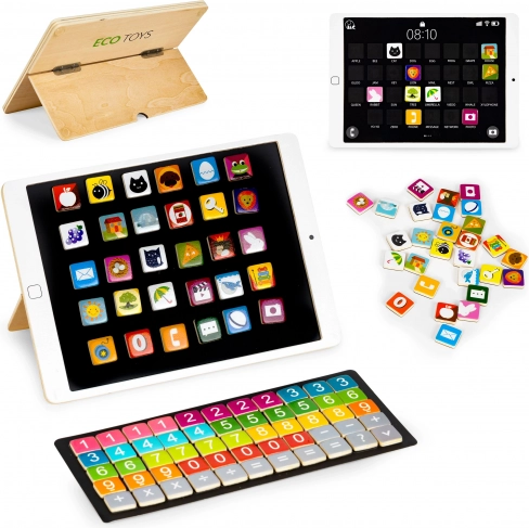 Drevený vzdelávací tablet s magnetickou tabuľkou ECOTOYS