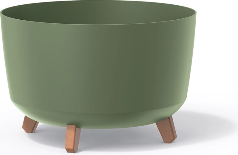 Kvetináč na nožkách Gracia Standard 39 cm – zemitá zelená plastová nádoba pre rastliny