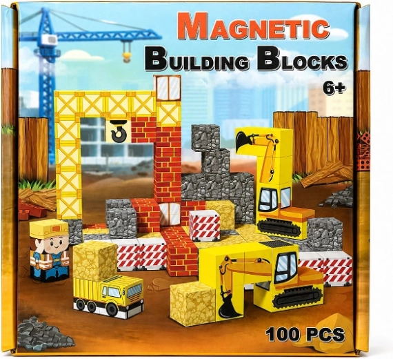Magnetické stavebné kocky – stavenisko 100 dielikov
