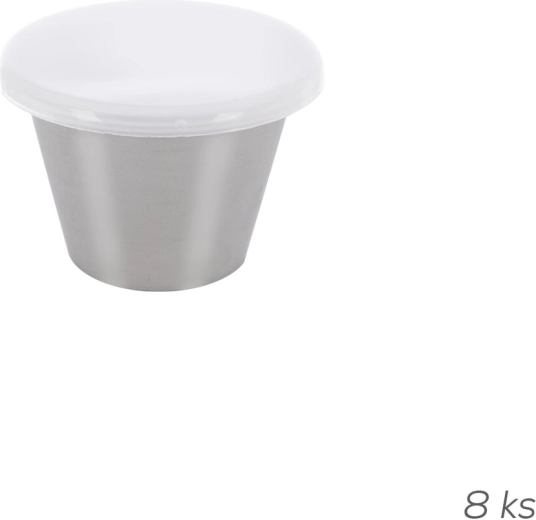 Sada nerezových misiek na omáčky s viečkami 6 cm, 8 ks