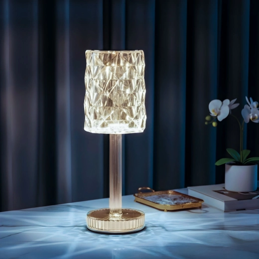 Priehľadná nabíjateľná stolná lampa s dotykovým ovládaním