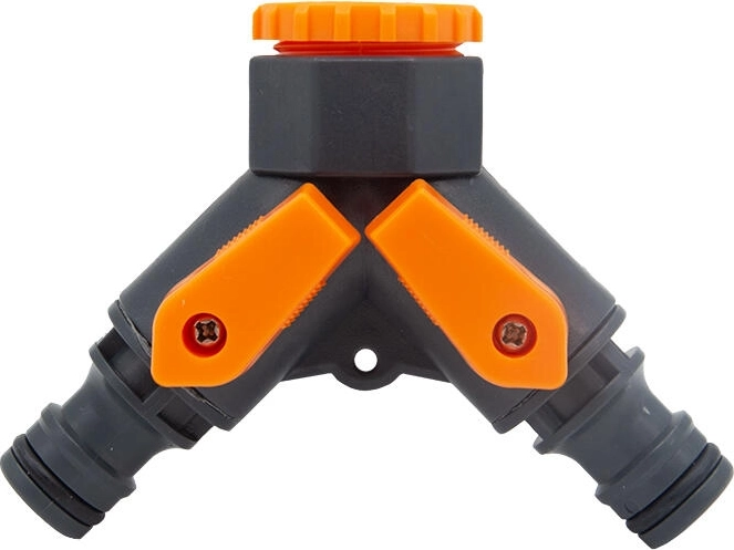 Záhradný rozdeľovač vody Y s ventilmi, 2-cestný 1/2" a 3/4"