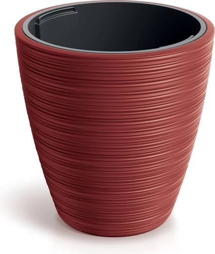 Kvetináč Vena round s vložkou, retro červený, 19,8 cm