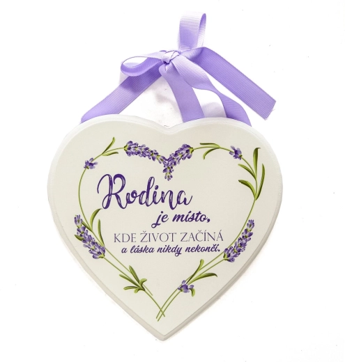 Drevené srdce biele „Rodina je…“