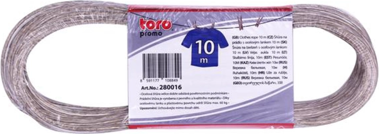 Šnúra na prádlo s oceľovým lankom 10 m, priemer 2,2 mm