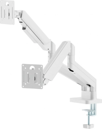 Stolové dvojité rameno pre monitory 17–32" s plynovou pružinou, biele