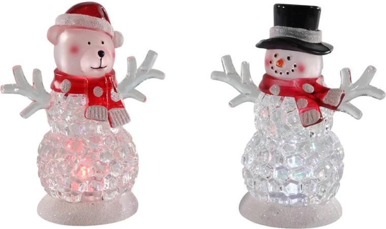 Vianočná LED svetelná dekorácia – postavičky Santa a snehuliak