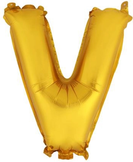 Fóliový balónik TORO písmeno V 30 cm zlatý