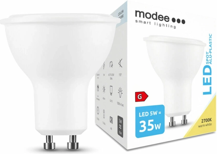 Modee LED bodová žiarovka GU10 5 W, 400 lm, teplá biela