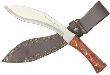 Muela kukri nôž do prírody 26 cm, drevo Pakka, kožené puzdro