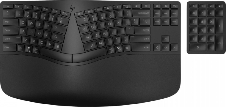 Ergonomické rozdelené rozloženie a podpora zápästí