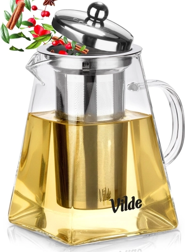Sklenená kanvica s nerezovým čajovým filtrom 920 ml