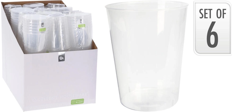 Sada plastových pohárov 500 ml, transparentné (6 ks)