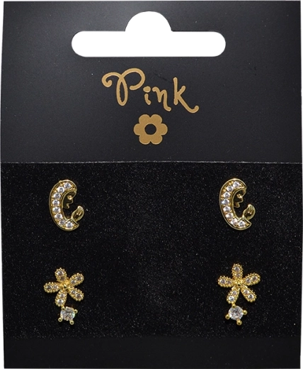 Pozlátené náušnice set Život, 2 páry s kryštálmi