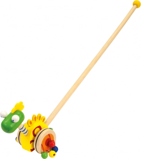 Drevený jazdík Bino dinosaurus s vodiacou tyčou