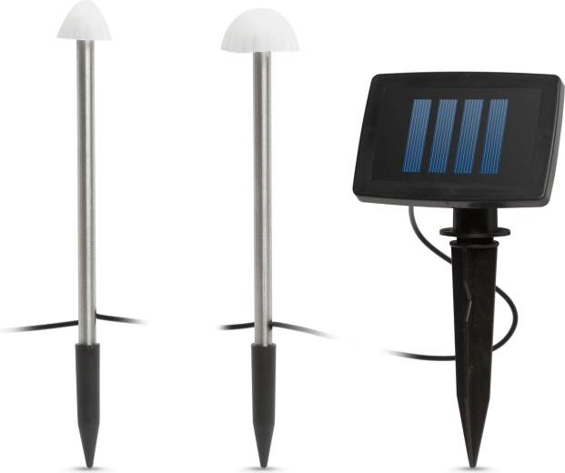 Solárne LED svetlá v tvare mini húb, 12 kusov, teplá biela