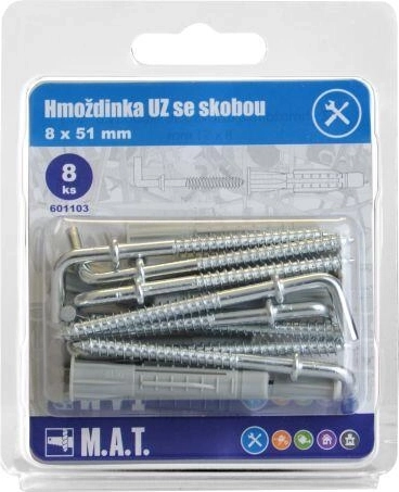Uzlovacia hmoždinka s okom 8×51 mm, biely zinok (8 ks)