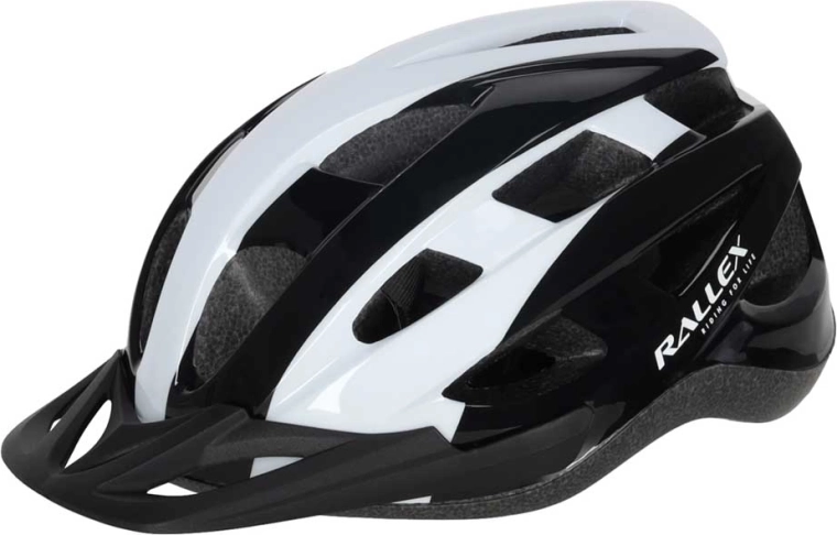 Cyklistická prilba Rallex, dámska aj pánska, nastaviteľná, čierno‑biela, veľkosť M (54–58 cm)