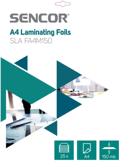 Sencor laminovacie fólie A4, 150 mikrónov, 25 ks