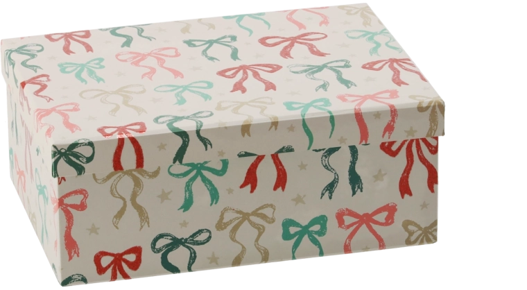 Vianočná darčeková krabička s mašľou 23 × 16,5 × 9 cm - 1 kus