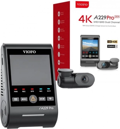 VIOFO A229 Pro Dashkamera so 4K + 2K Dvojitým Záznamom a GPS