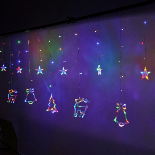 Vianočná LED svetelná záves multicolor 2,5m