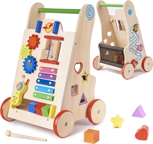 Drevené chodítko a edukačná kocka 6v1