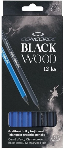 Grafitové ceruzky CONCORDE Black Wood HB, trojhranné, 12 ks