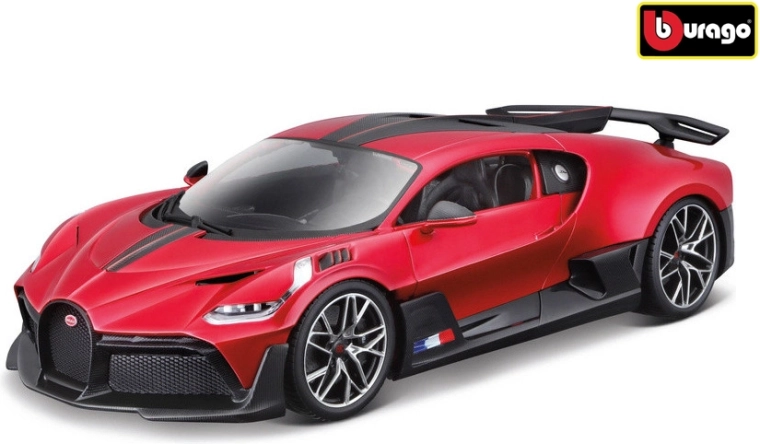 Model auta Bugatti Divo v mierke 1:18, metalická červená