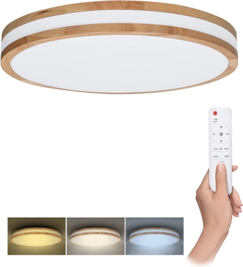 Solight LED stropné/nástenné svietidlo Woody s diaľkovým ovládačom 60 W, 50 cm, stmievateľné a so zmenou chromatickosti