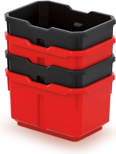 Sada plastových boxov na náradie TITAN BOX, čierna/červená (4 ks)