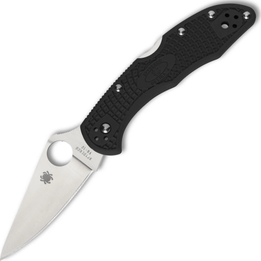 Spyderco Delica 4 – čierny EDC vreckový nôž s plochým výbrusom, VG-10, FRN rukoväť
