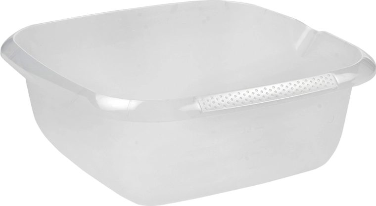 Transparentná štvorcová kuchynská miska s výlevkou 8 l (34 × 34 cm)