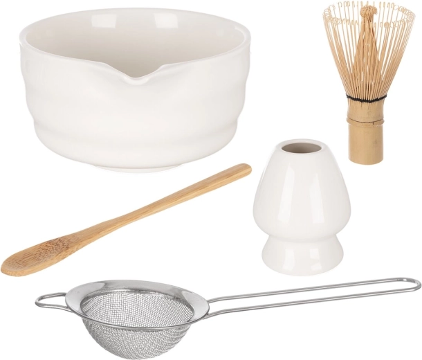 Súprava na prípravu matcha čaju z porcelánu a bambusu