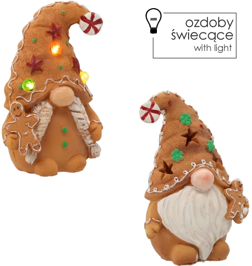 Vianočná figúrka škriatok perníček LED, mix motívov 11 × 7 × 16 cm - 1 kus