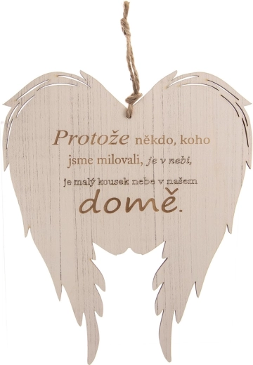 Drevené anjelské krídla s nápisom „pretože niekto…“ 31 × 38 cm