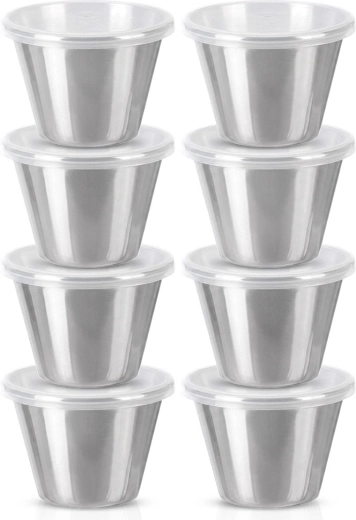 Nerezové mištičky na omáčky s viečkami 70 ml – 8 ks