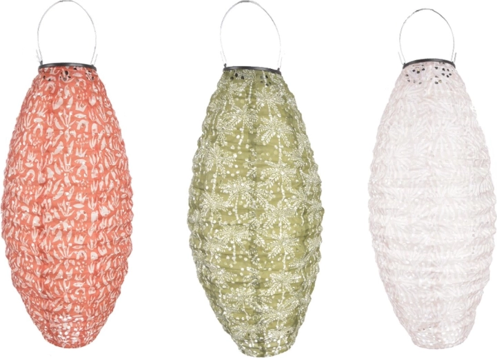 Solárny látkový lampión so 4 LED, 20 × 45 cm (mix 3 variantov)