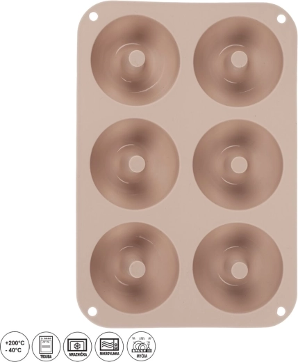 Silikónová forma na donuty 6 ks béžová