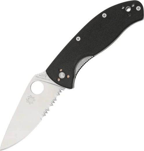 Spyderco Tenacious Combo Edge vreckový nôž 8,3 cm, satén, čierny, G10