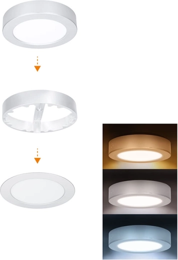 Solight kúpeľňový LED mini panel 2v1 3CCT 12 W IP54 strieborný okrúhly - 1 kus