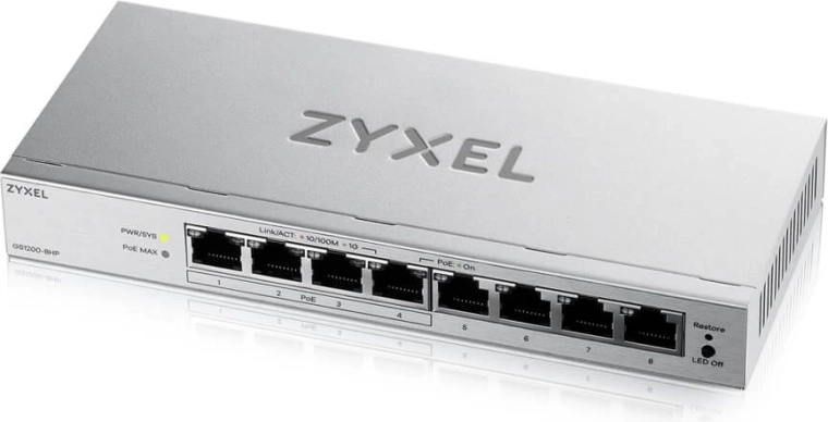 Zyxel GS1200-8HPv3 – 8-portový gigabitový PoE prepínač spravovaný cez web