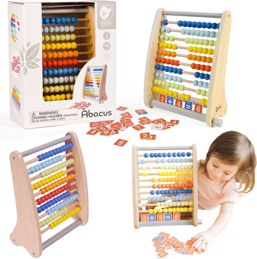Klasický svet drevené počítadlo s matematickými úlohami