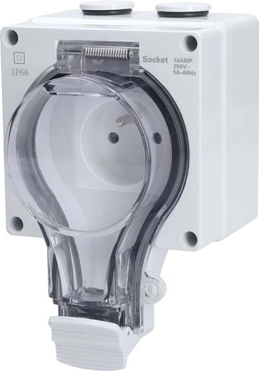 Solight vonkajšia zásuvka 230 V 16 A IP66 s priehľadným vekom