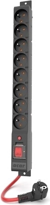Prepäťová predlžovacia zásuvka Acar R8 Power, 8× 230 V, 1,5 m, čierna, 16 A