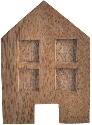 Drevený dekoratívny domček z mangového dreva 7 × 4 × 10 cm
