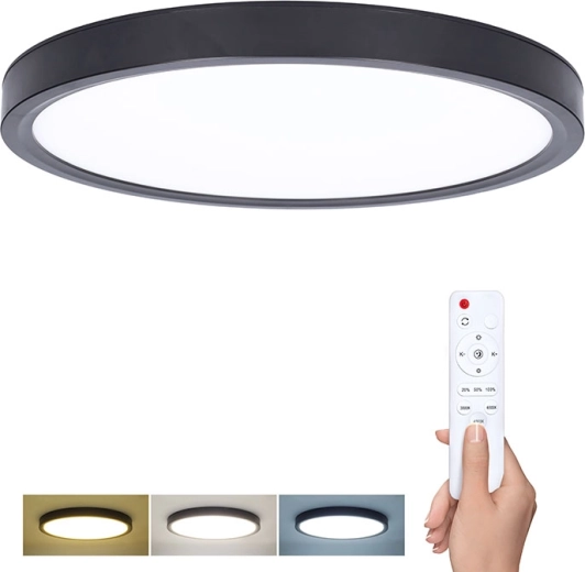 Solight Estela Black LED stropné a nástenné svietidlo s diaľkovým ovládačom, 60 W, 4500 lm, 50 cm