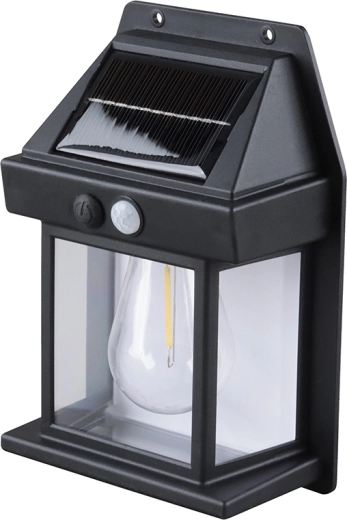 Solight LED solárna nástenná lampa teplá biela 12 × 17 cm čierna