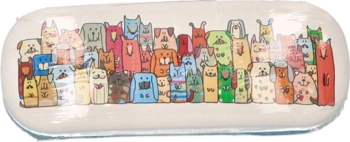 Puzdro na okuliare Stay Pawsitive s motívom psov, vodeodolné PVC